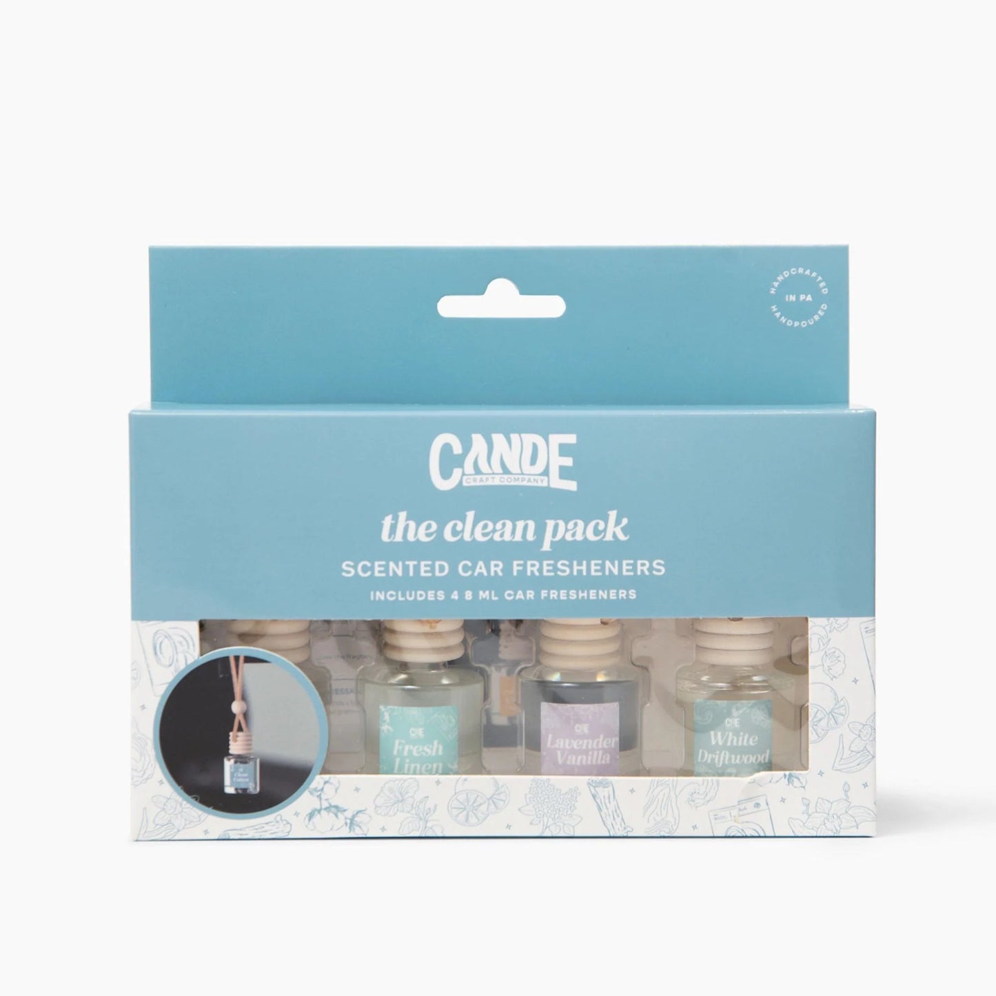Four-Pack Scented Car Fresheners Bundle – 4 Unique Scents, 8Ml Each