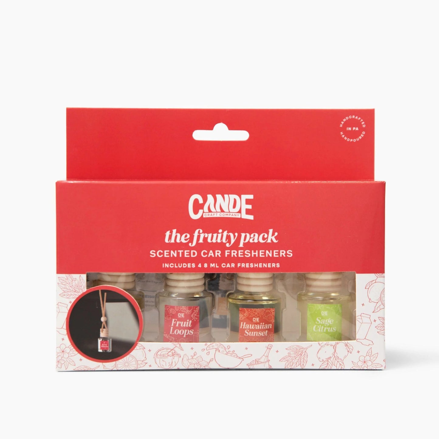 Four-Pack Scented Car Fresheners Bundle – 4 Unique Scents, 8Ml Each