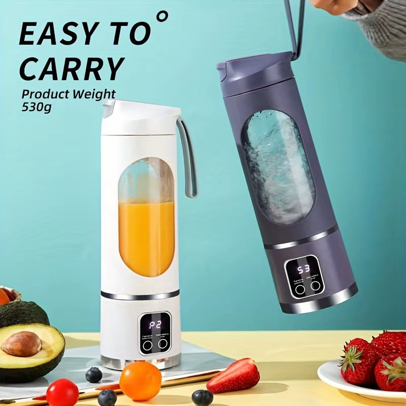 Electric Juicer, Home Ice Crusher Cup, USB Charging Wireless Portable 3-Speed Mode LED Display Juice Machine, Outdoor Walking Mu