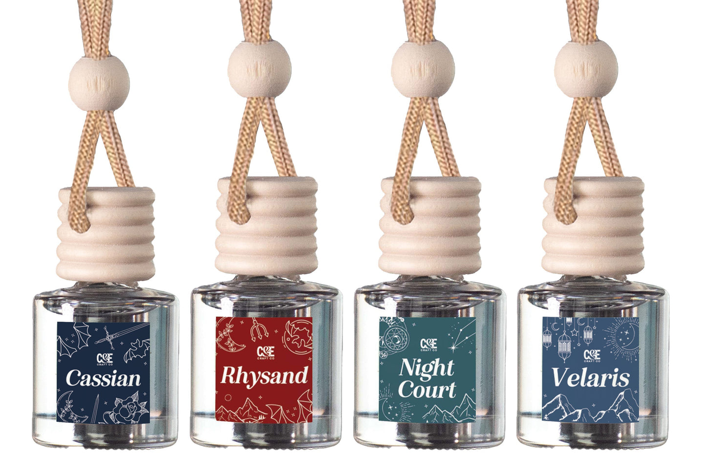 Four-Pack Scented Car Fresheners Bundle – 4 Unique Scents, 8Ml Each