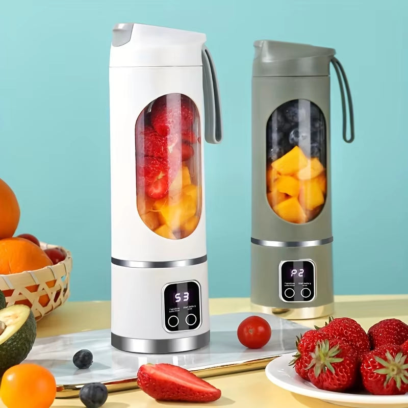 Electric Juicer, Home Ice Crusher Cup, USB Charging Wireless Portable 3-Speed Mode LED Display Juice Machine, Outdoor Walking Mu