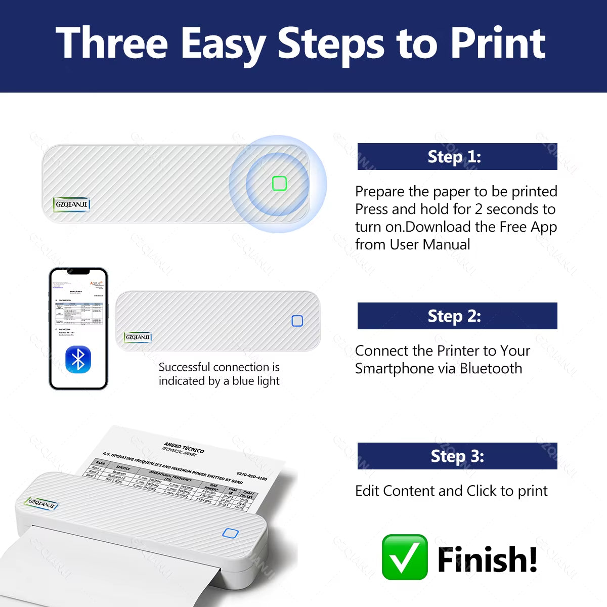 Mini Thermal Printer Bluetooth Portable Wireless A4 Maker with Paper Case for Mobile World PDF Picture Print Home Office USE