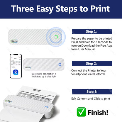 Mini Thermal Printer Bluetooth Portable Wireless A4 Maker with Paper Case for Mobile World PDF Picture Print Home Office USE