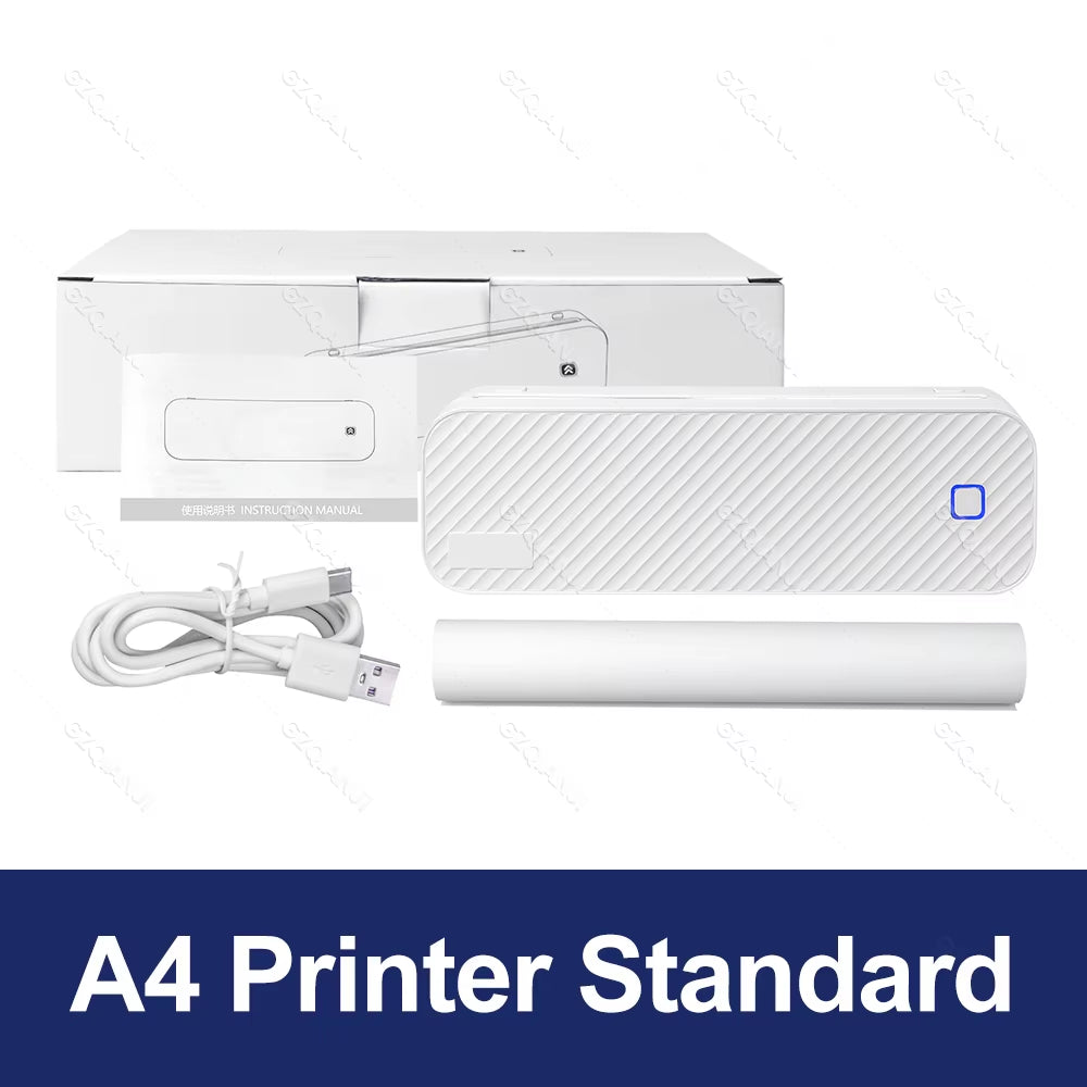 Mini Thermal Printer Bluetooth Portable Wireless A4 Maker with Paper Case for Mobile World PDF Picture Print Home Office USE