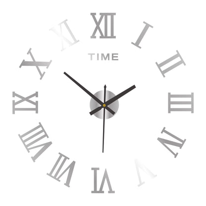 3D Acrylic Digital Wall Clock Roman Numerals Design Mirror Wall Clock Fashion Large round Wall Clock DIY Self Adhesive Clocks