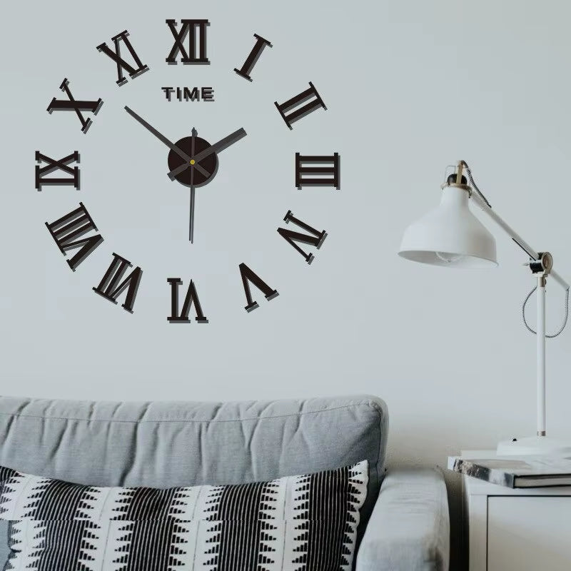 3D Acrylic Digital Wall Clock Roman Numerals Design Mirror Wall Clock Fashion Large round Wall Clock DIY Self Adhesive Clocks