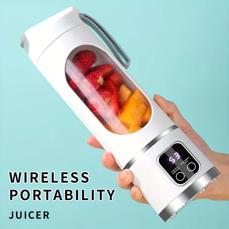 Electric Juicer, Home Ice Crusher Cup, USB Charging Wireless Portable 3-Speed Mode LED Display Juice Machine, Outdoor Walking Mu