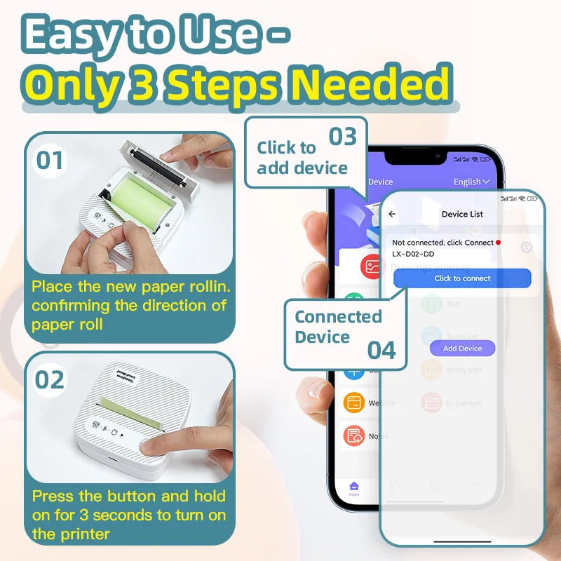 B3 Portable Mini Printers Wireless Bluetooth Inkless Sticker Maker Printer Tag Price Machine for Office School Kitchen