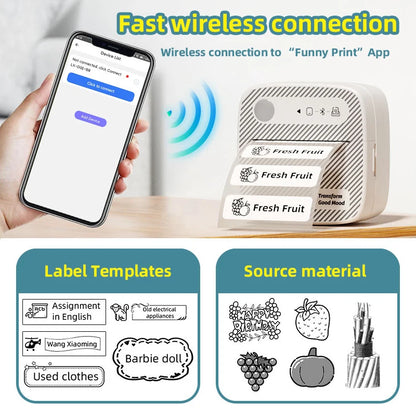 B3 Portable Mini Printers Wireless Bluetooth Inkless Sticker Maker Printer Tag Price Machine for Office School Kitchen