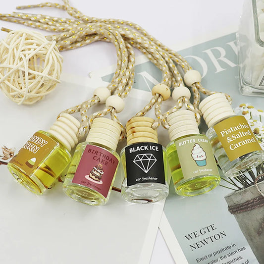 Universal Car Essential Oil Diffuser Air Freshener Hanging Perfume Bottle Auto Interior Rearview Mirror Ornament Hanging Pendant
