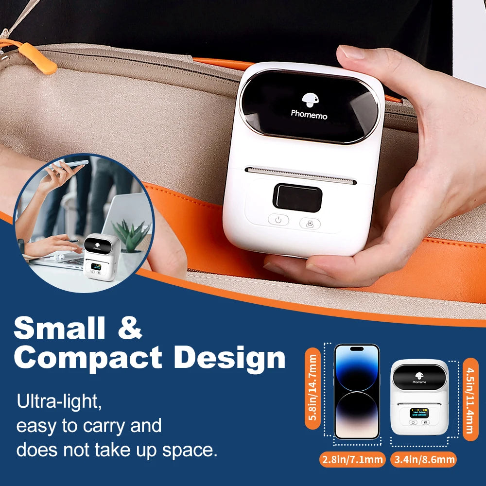 Phomemo M110 Thermal Wireless Label Printer Portable Bluetooth Sticker Mini Printer Barcode Label Maker Price Tag Printers DIY