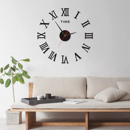 3D Acrylic Digital Wall Clock Roman Numerals Design Mirror Wall Clock Fashion Large round Wall Clock DIY Self Adhesive Clocks